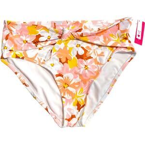 Coconut Girl Sash Tie High Leg High Waist Bikini Bottom Floral 16 18 NWT